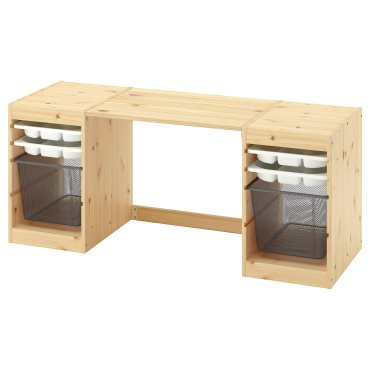 TROFAST, desk with mesh storage boxes/trays, 124x44x52 cm, 896.139.30