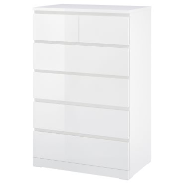 MALM, chest of 6 drawers/high-gloss, 80x123 cm, 904.811.70