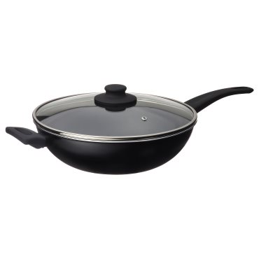 HEMLAGAD, wok with lid non-stick coating, 28 cm, 905.809.19