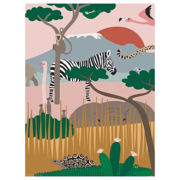 SANDLÖPARE, poster/Hiding on the savannah, 30x40 cm, 906.019.07