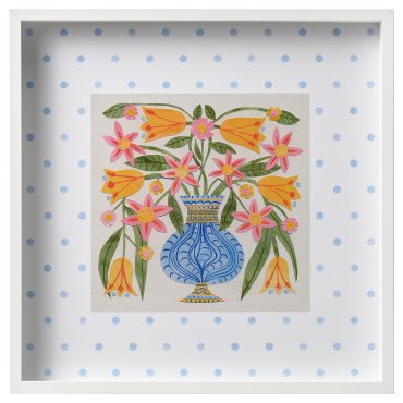 SANNAHED, κορνίζα με πόστερ/μπλε βάζο με λουλούδια, 50x50 cm, 906.196.10