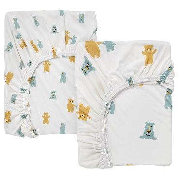 LEN, fitted sheet for cot 2 pack, 70x140 cm, 906.251.35