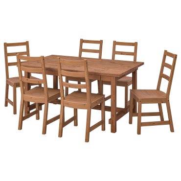 NORDVIKEN/NORDV, table and 6 chairs, 152/223x95 cm, 993.998.78