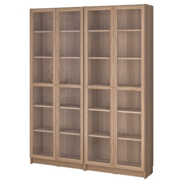 BILLY/OXBERG, bookcase combination with glass doors, 160x202 cm, 994.835.32