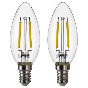 SOLHETTA, LED bulb E14 250 lumen/2 pack, 2700 K, 005.914.27
