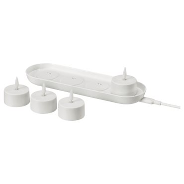 SKATGÅS, tealight kit with built in LED light source and charging tray, 006.115.95