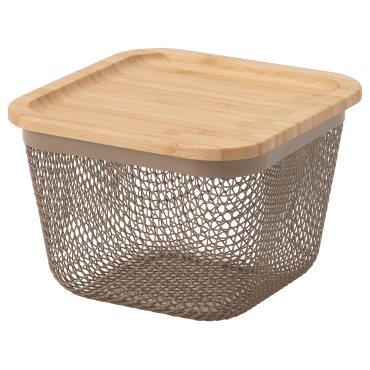 IKEA 365+, τετράγωνο μεταλλικό καλάθι τροφίμων με καπάκι, 15x15x11 cm, 095.814.76