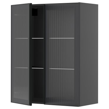 METOD, wall cabinet with shelves/2 glass doors, 80x100 cm, 095.884.11