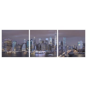 PJÄTTERYD, πίνακας/νυχτερινή θέα, 3 τεμ. 56x56 cm, 105.680.92