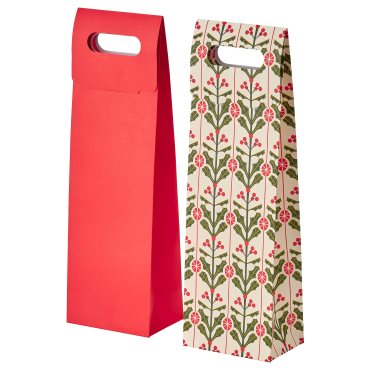 VINTERFINT, gift bag for bottle/set of 2, 13x41 cm, 105.775.67