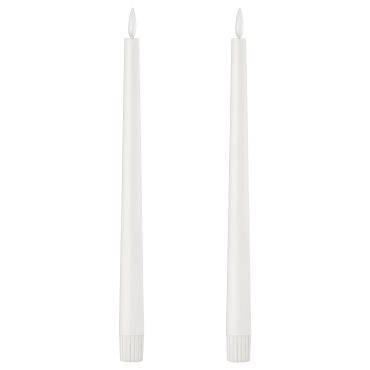 SMÅLOM, taper candle with built in LED light source/battery-operated, 2 pack, 106.115.90