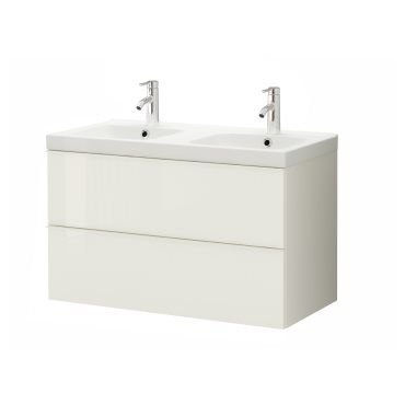 GODMORGON/ODENSVIK, wash-stand with 2 drawers/high-gloss, 192.930.41