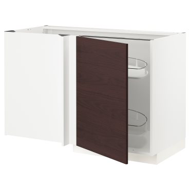METOD, corner base cabinet with pull-out fitting, 128x68 cm, 194.558.49