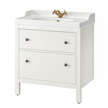 HEMNES/RUTSJON, wash-stand with drawers/wash-basin/tap, 82x49x95 cm, 195.468.40