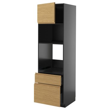 METOD/KNIVSHULT, high cabinet for oven/microwave with door/2 drawers, 60x60x200 cm, 195.898.82
