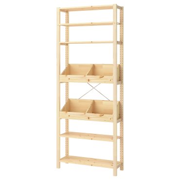 IVAR, shelving unit with 2 box shelves, 89x30x226 cm, 295.905.78