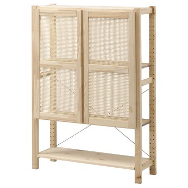 IVAR, shelving unit with doors, 89x30x124 cm, 394.034.73