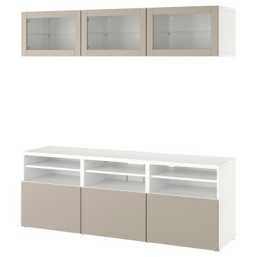 BESTÅ, TV storage combination/glass doors/drawers soft closing, 180x42x192 cm, 394.359.97