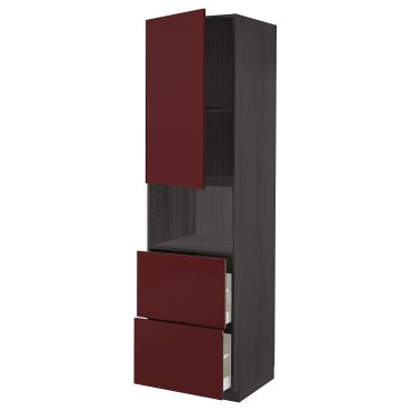 METOD/MAXIMERA, ψηλό ντουλάπι για φούρνο μικρoκυμάτων με πόρτα/2 συρτάρια, 60x60x220 cm, 394.526.37