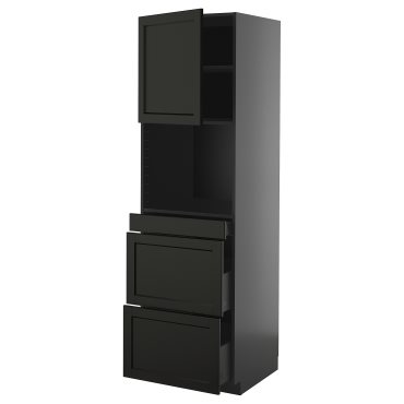 METOD/KNIVSHULT, high cabinet for microwave combi with door/3 drawers, 60x60x200 cm, 395.890.46