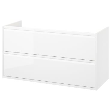 ANGSJON, βάση νιπτήρα με συρτάρια/γυαλιστερό, 120x48x63 cm, 405.350.95