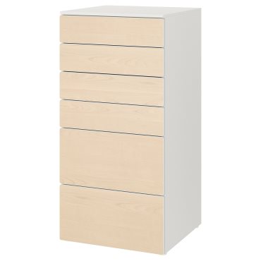 SMASTAD/PLATSA, chest of 6 drawers, 60x57x123 cm, 493.877.31