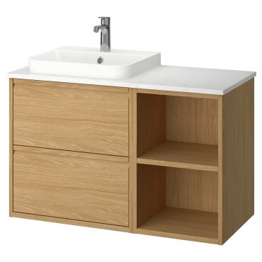 ANGSJON/BACKSJON, έπιπλο νιπτήρα/νιπτήρας/μπαταρία, 102x49x71 cm, 495.284.44