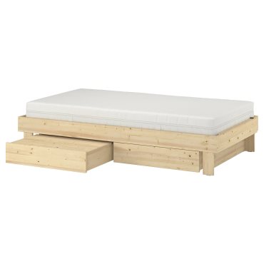 GLAMBERGET, bed frame with storage and mattress, 90x200 cm, 495.684.92
