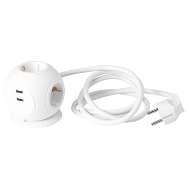 HAGSTA, πολύπριζο 3 εξόδων με 2 θύρες USB, 503.971.35