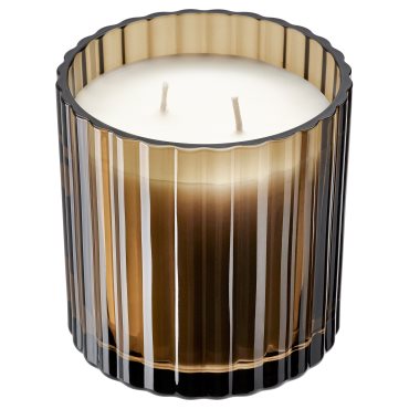 TOFSTÄRNA, scented candle in glass 2 wicks/Fig leaf, 50 hr, 506.276.69
