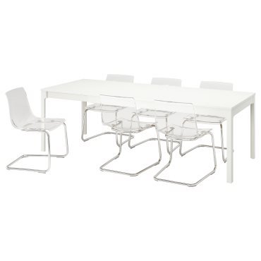 EKEDALEN/TOBIAS, table and 6 chairs, 180/240 cm, 594.829.21