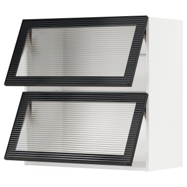METOD, wall cabinet horizontal/2 glass doors with push-open, 80x80 cm, 594.906.95