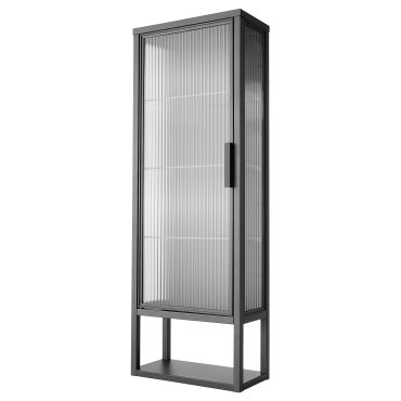 MOSSJÖN, wall cabinet with shelves/glass door, 36x18x102 cm, 605.677.78