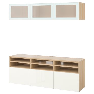 BESTÅ, TV storage combination/glass doors/drawers push open, 180x42x192 cm, 694.887.91