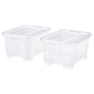 SAMLA, box with lid 2 pack, 14x18x10 cm/1 l, 806.306.08