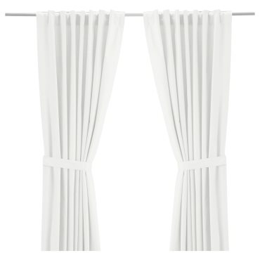 RITVA, curtains with tie-backs and heading tape/1 pair, 145x280 cm, 806.336.78