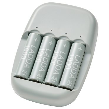 STENKOL/LADDA, battery charger and 4 batteries, 894.196.26