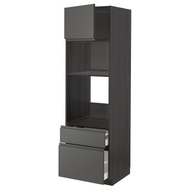 METOD/MAXIMERA, high cabinet for oven/microwave with door/2 drawers, 60x60x200 cm, 894.604.37