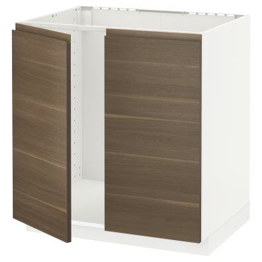 METOD, base cabinet for sink/2 doors, 80x60 cm, 894.639.64