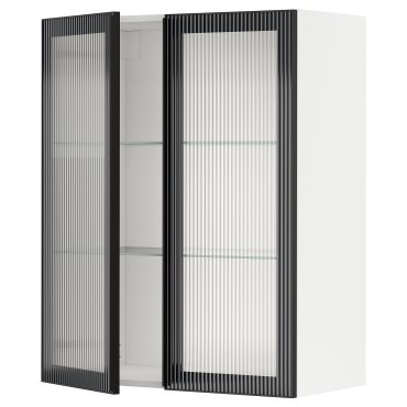METOD, wall cabinet with shelves/2 glass doors, 80x100 cm, 894.906.65