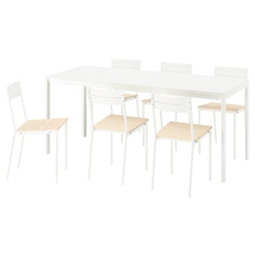 VIHALS/BUSLÄTT, τραπέζι και 6 καρέκλες, 120/180x74 cm, 895.905.04