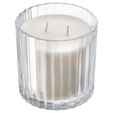 TOFSTÄRNA, scented candle in glass, 2 wicks/Fresh linen, 50 hr, 906.276.67