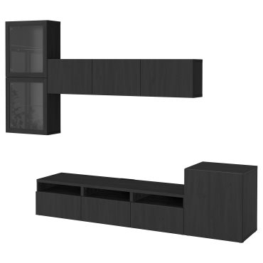 BESTÅ, TV storage combination/glass doors/drawers push open, 300x42x211 cm, 994.067.08