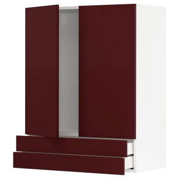 METOD, ντουλάπι τοίχου με 2 πόρτες/2 συρτάρια, 80x100 cm, 994.646.04