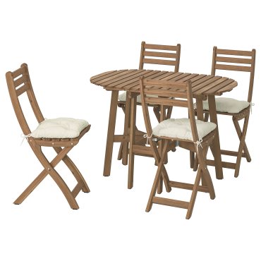 ASKHOLMEN, foldable gateleg table with 4 chairs, outdoor, 995.782.38