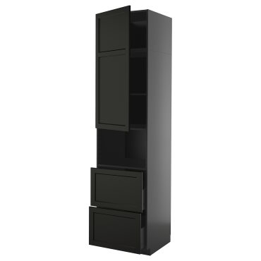 METOD/KNIVSHULT, high cabinet for microwave with door/2 drawers, 60x60x240 cm, 995.886.66