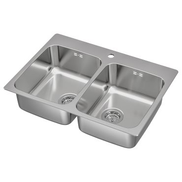 LÅNGUDDEN, inset sink 2 bowls, 75x53 cm, 191.574.87