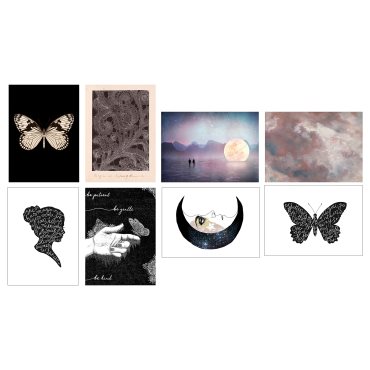 VAXBO, καλλιτεχνική κάρτα/μαύρη πεταλούδα, 8 τεμ. 13x18 cm, 204.861.09