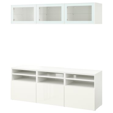 BESTÅ, TV storage combination/glass doors/drawers push open, 180x42x192 cm, 294.887.88