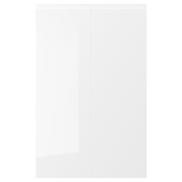 VOXTORP, 2-piece door for corner base cabinet set/right-hand/high-gloss, 25x80 cm, 303.974.95